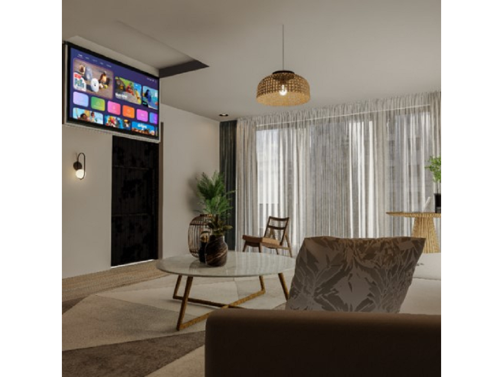 Supporto TV da soffitto con apertura Basculante Ral 9003 Bianco Opaco per TV fino a 42 PL - immagine 3